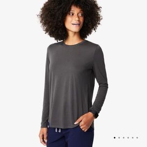 Figs Supersoft Long Sleeve Underscrub Top Charcoal